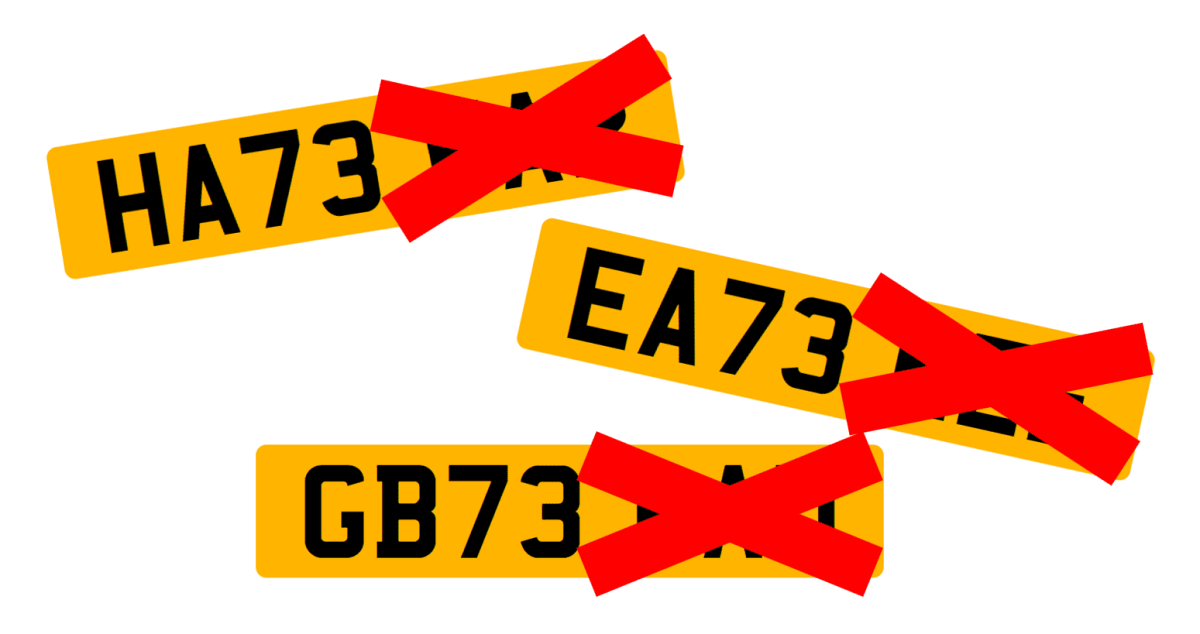 DVLA list of banned '73' registration plates